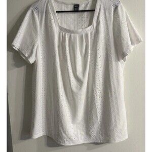 Women’s White Eyelet Blouse Boho Casual Top
